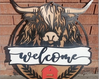 Highland Kuh Willkommensschild