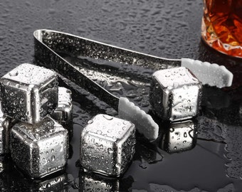 Whiskey Stones, Stainless Steel Ice Cubes, Reusable Whiskey Rocks Holiday Gift