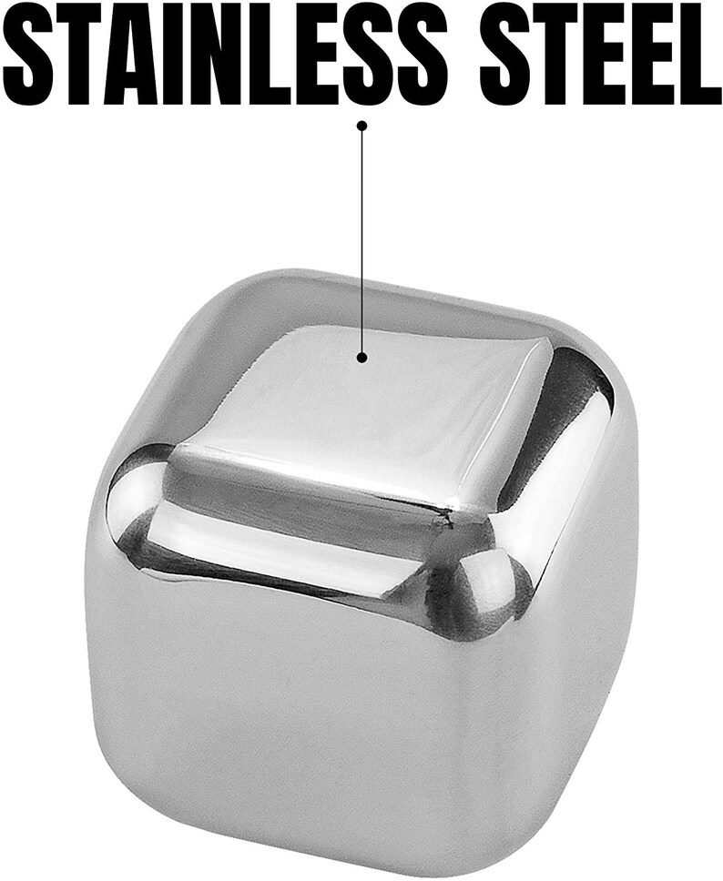 Whiskey Stones Stainless Steel Ice Cubes Reusable Whiskey Etsy