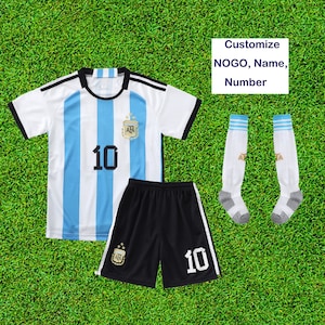 Maillot ENFANT/JUNIOR Argentine Messi 3 Étoiles Champion Coupe du