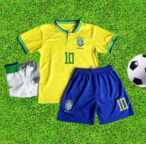 Brazil Kids Set,soccer Uniform,brazil Jersey & Shorts,brasil 2022 Home  Jersey,brazil 2022 PELE Home Kids Soccer Uniform Jersey Shorts Socks 