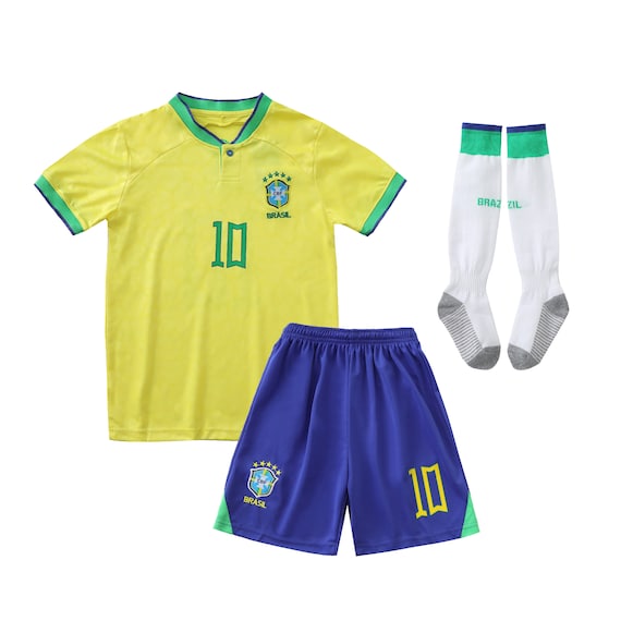 Brazil 2022 PELE Home Kids Soccer Uniform Jersey Shorts Socks for Boys  Girls Youth Sizes,brazil 2022 Kids Soccer Uniform Jersey Shors Socks 