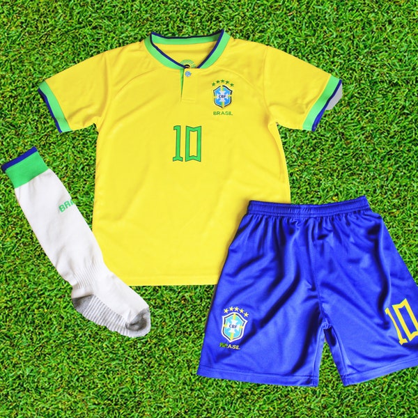 Nouvel uniforme de football 2022 Brésil Neymar domicile premium pour enfants, maillot Brésil enfant, maillot de football, maillot Brésil, maillot Brésil enfant, maillot de football