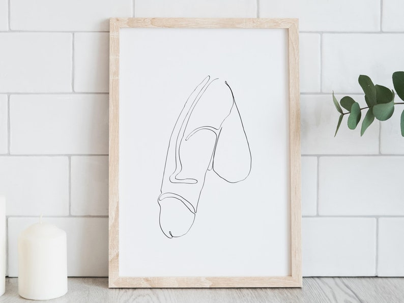 Nude Line Drawing Body Positive Penis Dick Cock Line Art Male Etsy