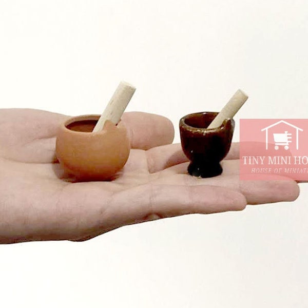 Real Miniature Mortar and Pestle Set Grinder Crusher For Real Miniature Cooking Food 1:12 Scale