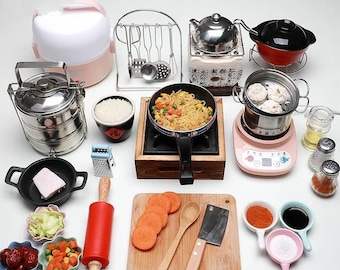 Real Miniature Cooking Kitchen Set Food Grade For Cook Real Mini Food Or children learn hwo to cook With mini cookware perfect gift