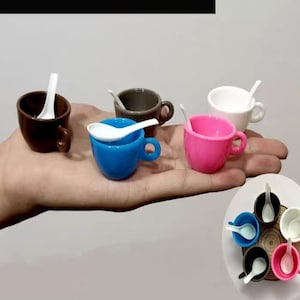 Real 1:16 Scale Mini Cooking Condiment Cup With Spoon For Real Tiny Kitchen Or Dollhouse Accessories