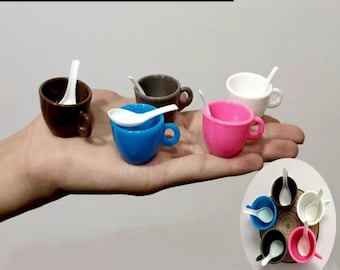 Real 1:16 Scale Mini Cooking Condiment Cup With Spoon For Real Tiny Kitchen Or Dollhouse Accessories