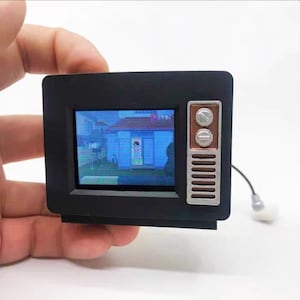 Real Working Miniature Retro Television TV and Cabinet Can Watch Real Movie Perfect for Your Dollhouse collection