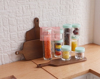 Miniatuur voedsel Spice Opslag Containers voor Tiny Cooking Kitchen (8 stuks)