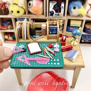 Real Miniature Cutting board and rules set perfect for dollhouse 1:12