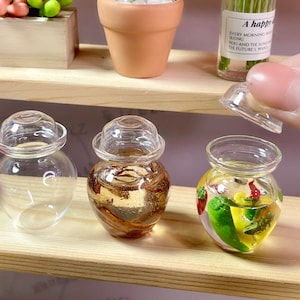 Real Miniature Glass Pickle Jar For Real Mini Cooking or dollhouse kitchen accessories.