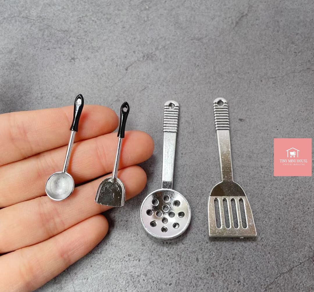 Real Miniature Cooking: Tiny Spatula and Strainer Can Used for Cook Tiny  Food. 