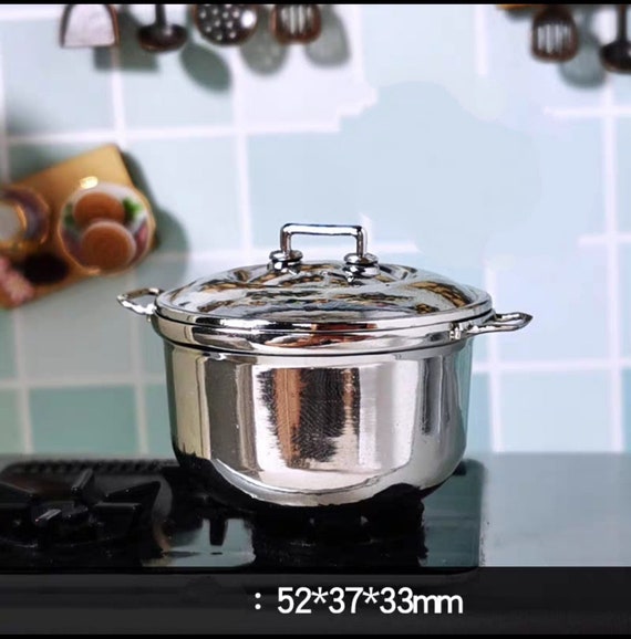 REAL COOKING 1:12 miniature alloy soup pot : cook tiny food