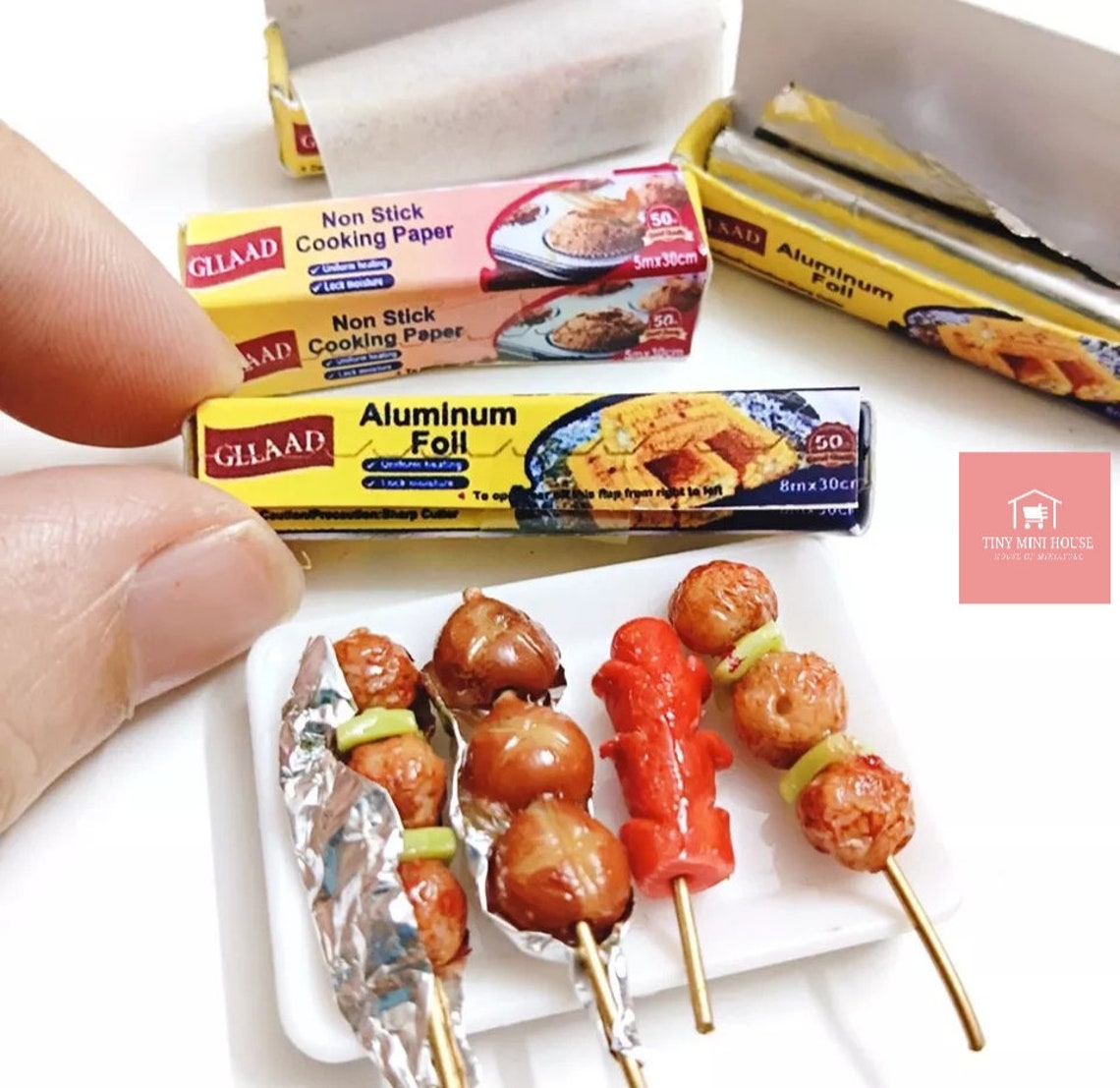 Real Mini Cooking- 1:12 Miniature Cooking Aluminium Foil, Food Bag, and ...