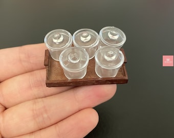 Conjunto de potes de temperos em miniatura: cozinha de verdade, cozinha de casa de bonecas (5 peças)