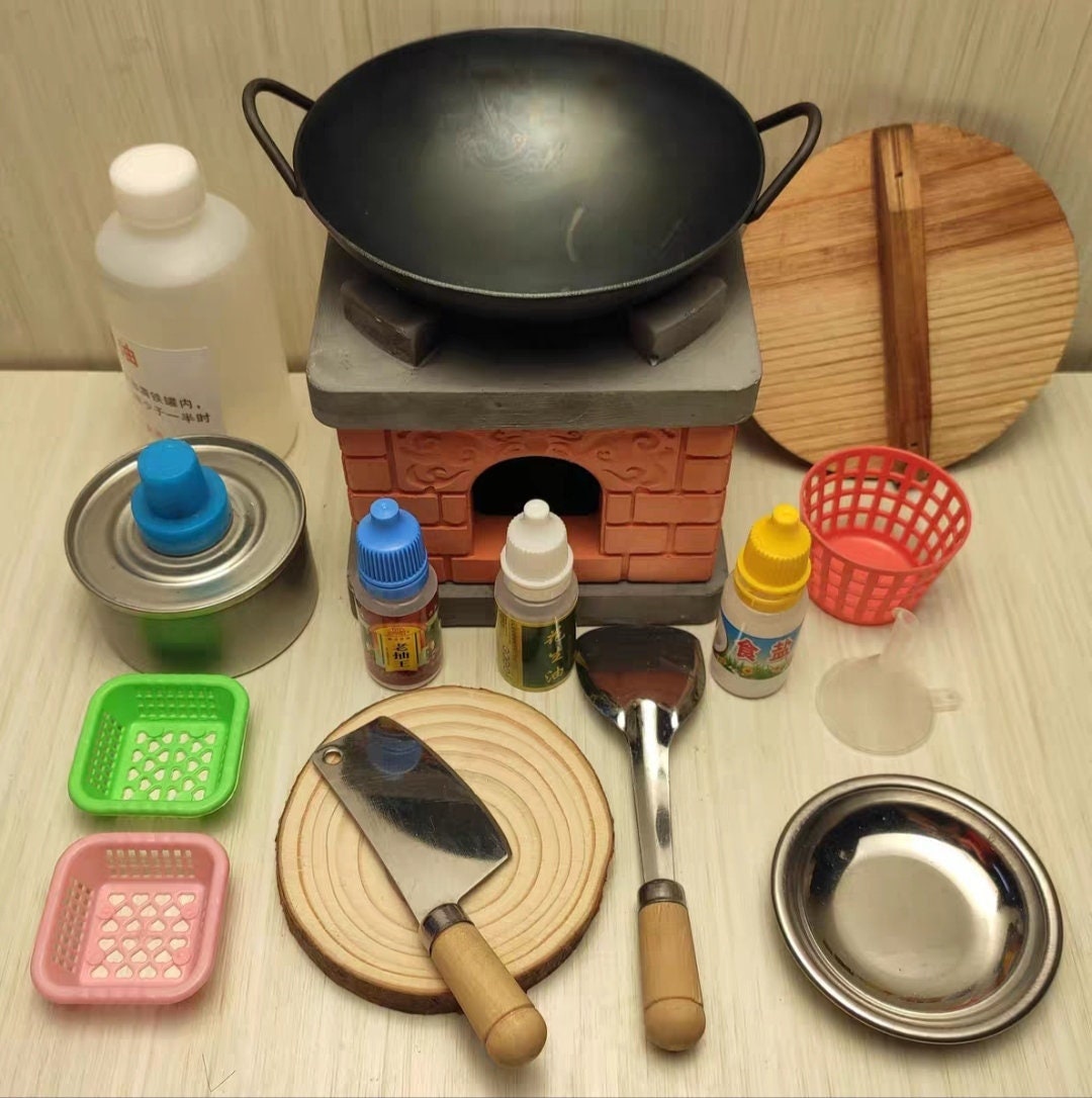 Real Miniature Kitchen Set Can Cook Real Mini Food Perfect for Your  Children Play and Tiny Cooking Show 