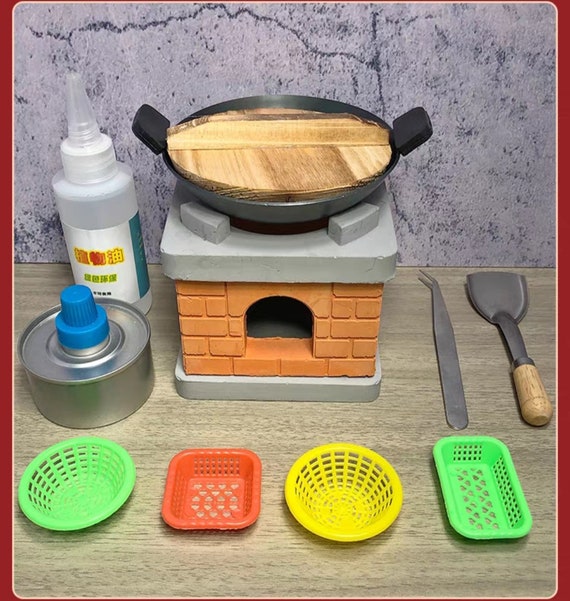 Real Mini Kitchen Cooking Set for Miniature Food Cooking