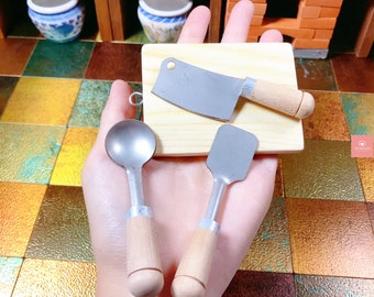 Real Miniature Cooking Set: Iron Knife & Cookware for Tiny Food