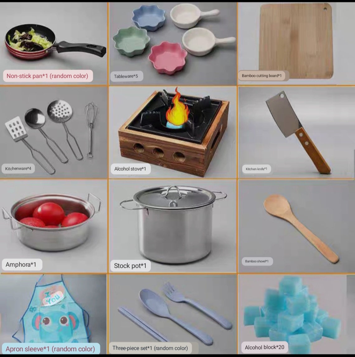 Real Miniature Cooking Kitchen Set Food Grade for Cook Real Mini Food