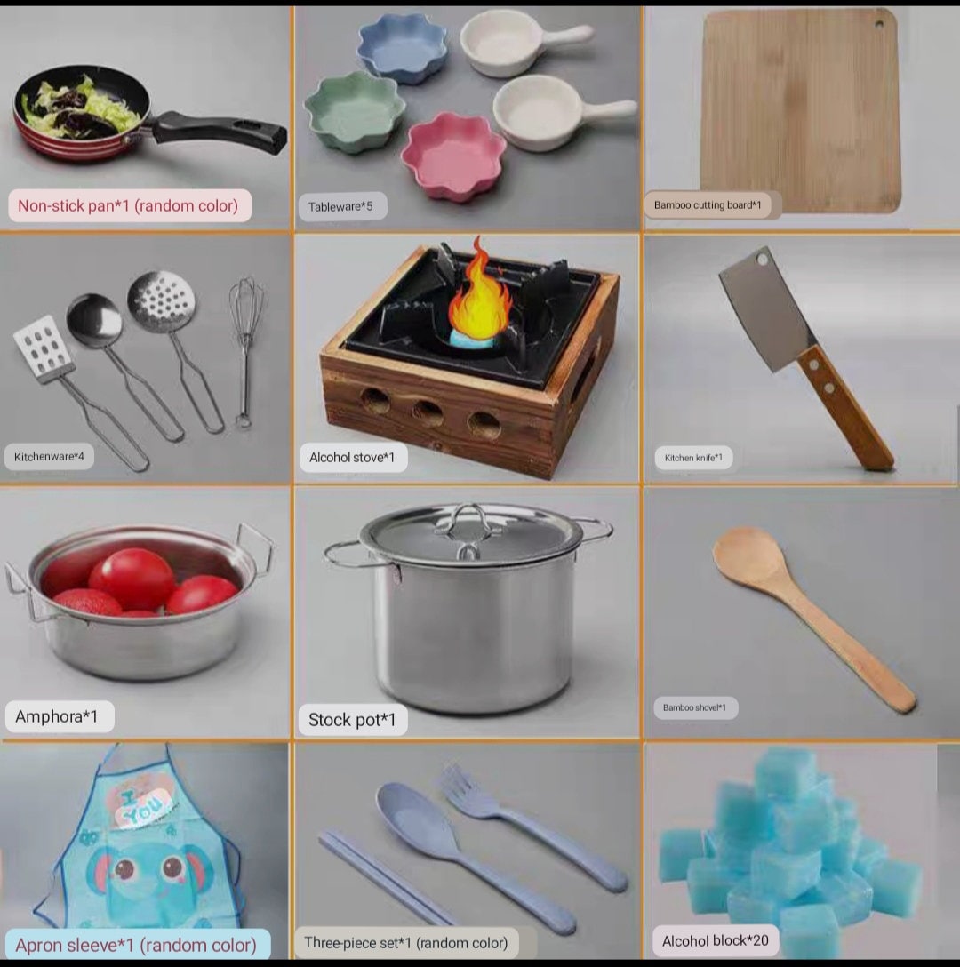 Real Miniature Cooking Kitchen Set Food Grade for Cook Real Mini Food