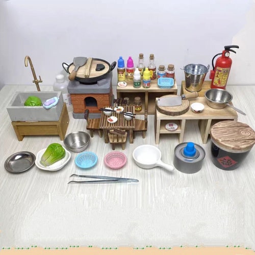 Juego de minicocina funcional: apto para alimentos, espectáculo de cocina en miniatura