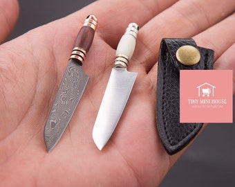 Real Miniature Santoku Knife: Sharp Mini Cooking Knife + Holder