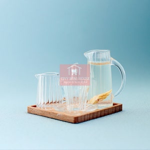 Real Miniature Cocktail glass pitcher set for real mini cooking or dollhouse kitchen miniature