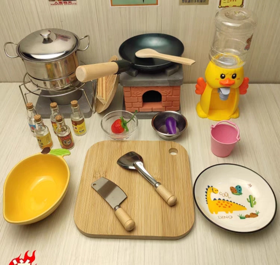 Miniature Cooking Set for Real Food Making 1 Set Miniature Baking Tools Play Baking Tool Set Tiny House Mini Kitchen Decoration Accessories, Size