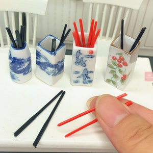 Real ceramic Chopsticks Miniature And Stand Set For Eat Mini Food