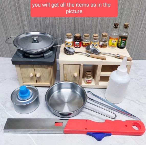 Real Mini Kitchen Cooking Set for Miniature Food Cooking