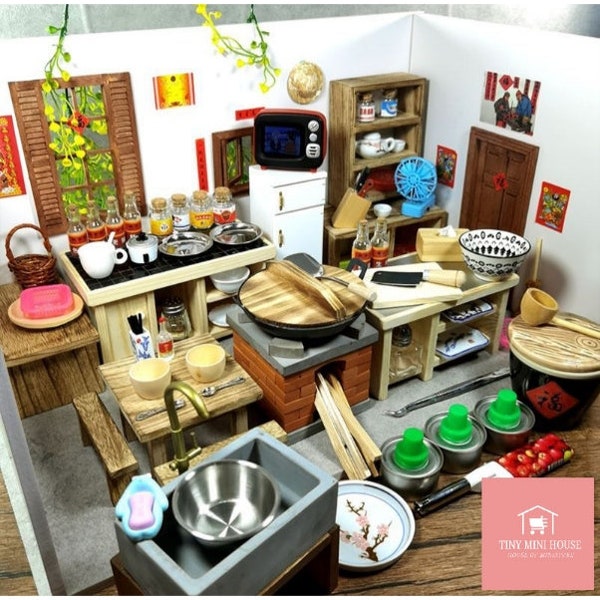 REAL Mini kitchen set Can Cook Real Mini Food include all cookware set in picture for cook real Tiny food