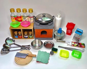 Echtes Miniatur-Küchen Set: Funktionelles Mini-Kochgeschirr