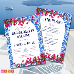 Mama Mia Bachelorette Party Invite, Inspiré de la Grèce, Bougainvillea Bach Weekend Invitation Téléchargement numérique