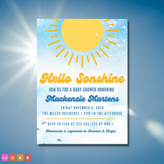 Hello sonshine Boy Baby Shower Invitation Etsy