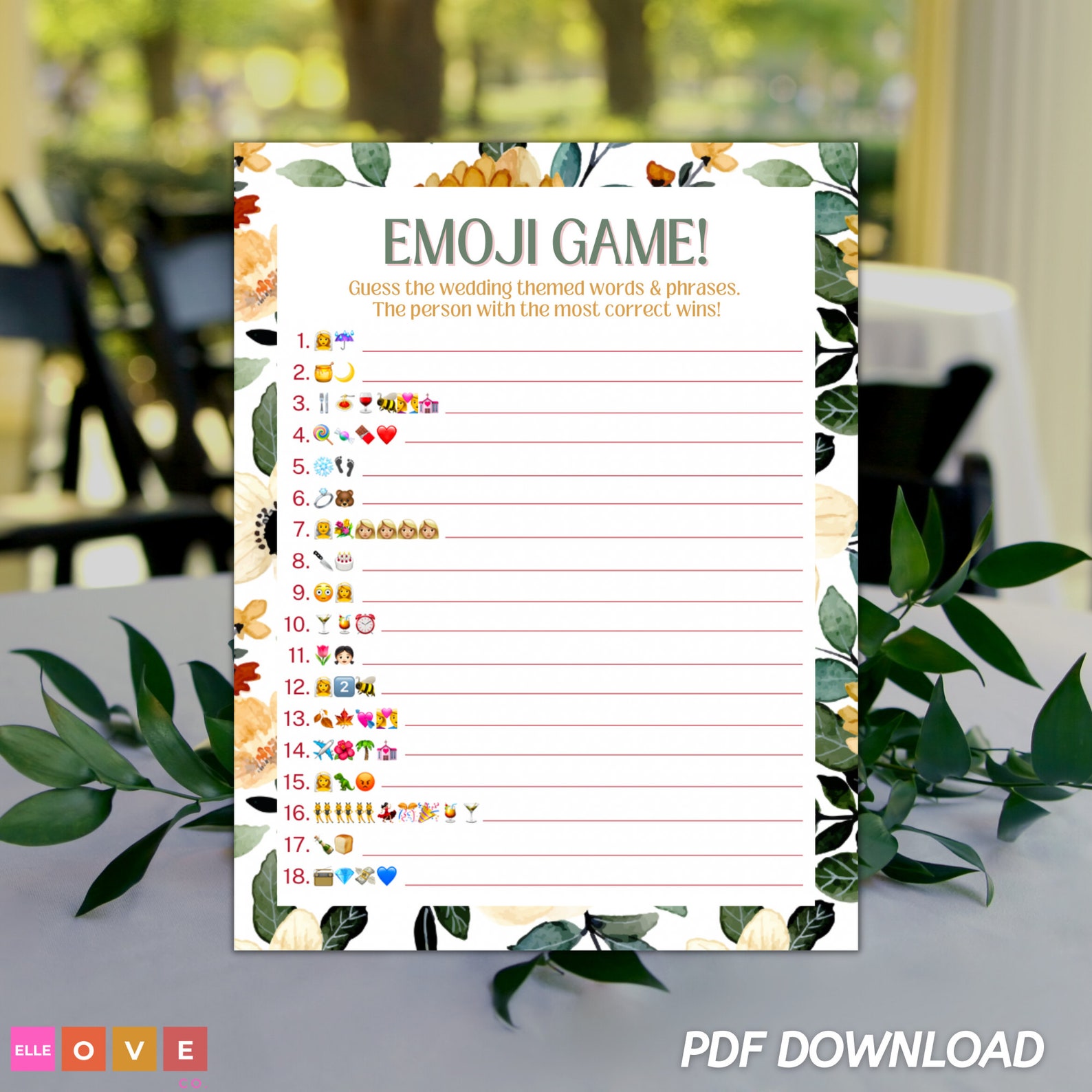 Bridal Shower Emoji Game Digital Download Boho Floral Background Il 1588xN.4315375525 Rx8s
