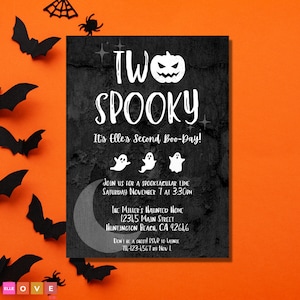 TWO SPOOKY Halloween Themed 2nd Birthday Invitation