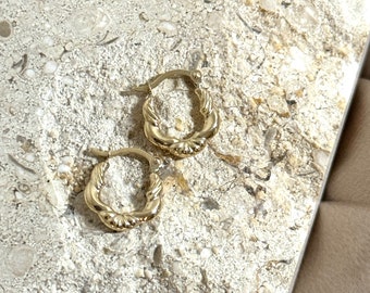 FUNTE Set 3 Paia Orecchini A Cerchio In Oro Con Zirconi – Placcato Oro 14k, Ipoallergenici, Misure 8-10-12 Mm, Regalo In Confezione