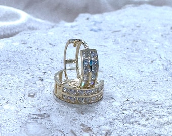 Orecchini pendenti in argento sterling con zirconi cubici in argento sterling, argento o oro, orecchini a gancio a forma di pera spessa - Italia