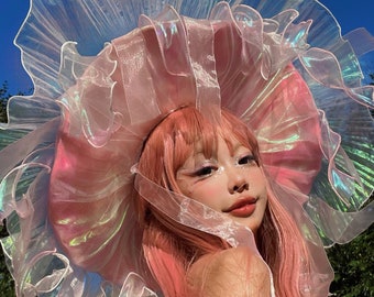 Rosepink Dreamy Jellyfish Hat Holographic Metallic Space