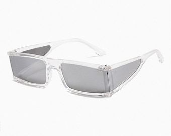 Gafas de sol Give Me Goosebumps, gafas para rave, gafas para festivales, Y2K, gafas de sol de moda, gafas de sol para fiestas, holográficas, plateadas, estilo futurista