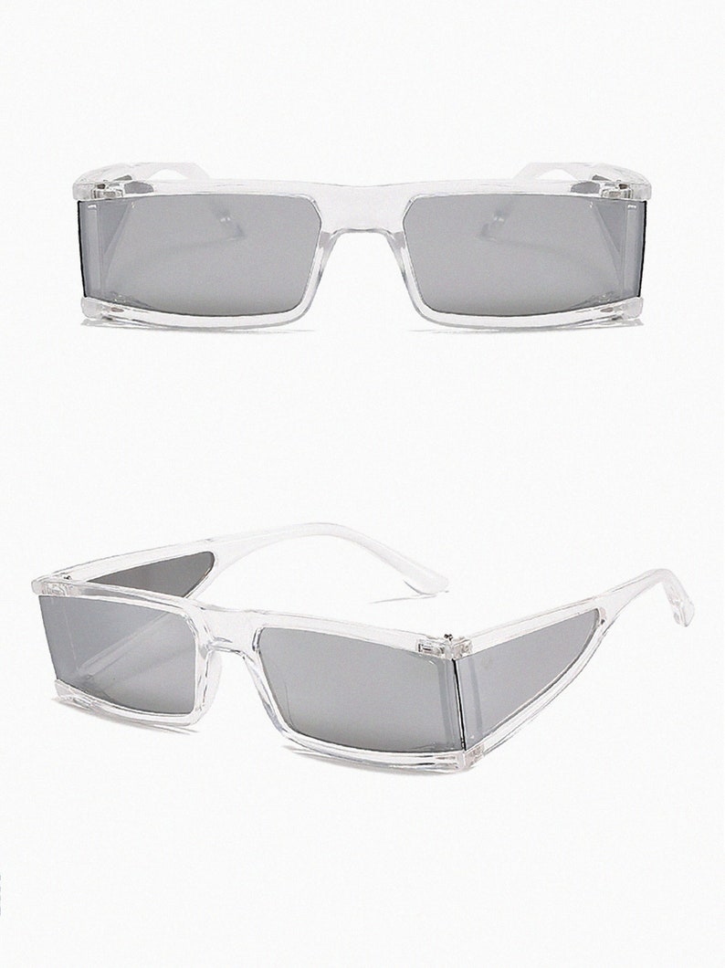 Give Me Goosebumps Sunglasses, Rave Eyewear, Festival Eyewear, Y2K, Fashion Sunglasses, Party Sunglasses, Holographic, Silver, Future Vibe image 1