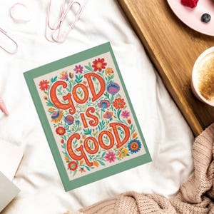Religious God is Good journal, Floral Prayer Notebook, Christian gratitude journal for women, Bible Study notebook, Christian diary