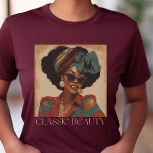 Vintage Black Woman T-shirt, Retro Black Woman Tee, Shirts for Black Women, 50s style, 60s fashion, African American Tee, Melanin, Classic