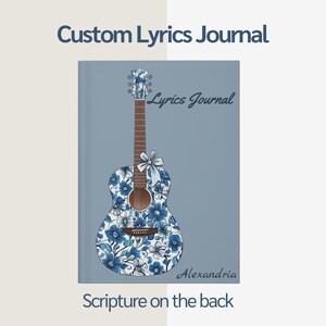 Diario de compositor cristiano, diario musical personalizado, cuaderno con letras de guitarra florales, regalo religioso para músicos, cuaderno del Salmo 96:1