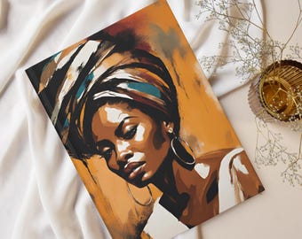 African American Woman Journal, Hardcover Lined Notebook, Black Girl Magic Stationary Gift for Women, Prayer or Gratitude Journal Book