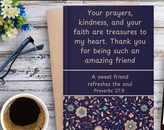 Christian Journal Hardcover Gift for Friend, Sister in Christ, Bible Scripture, Gratitude, Prayer Journal, Religious Gift, Matte Notebook