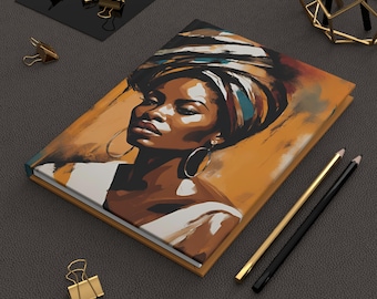 African American Woman Journal, Hardcover Lined Notebook, Black Girl Magic Stationary Gift for Women, Prayer or Gratitude Journal Book