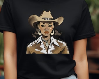 Schwarzes Cowgirl-Hemd, afroamerikanisches Cowgirl, Western-Abnutzungs-Afroamerikaner, schwarzes Rodeo, schwarze Westernkleidung, schöpferisches Cowgirl