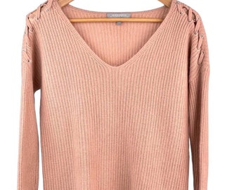 Peach Cashmere Sweater: Crew Neck, Size Small
